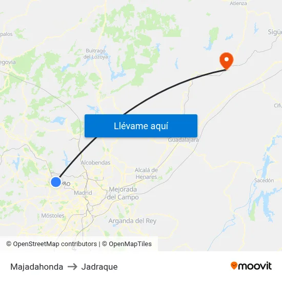 Majadahonda to Jadraque map