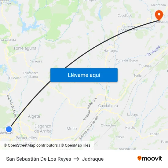 San Sebastián De Los Reyes to Jadraque map