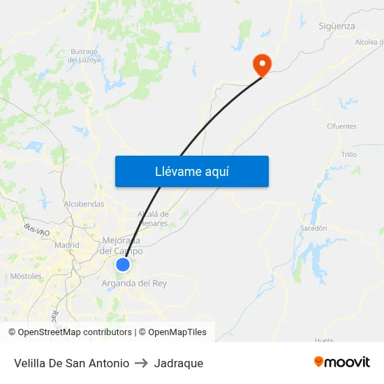 Velilla De San Antonio to Jadraque map