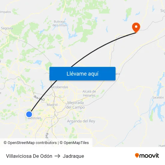 Villaviciosa De Odón to Jadraque map