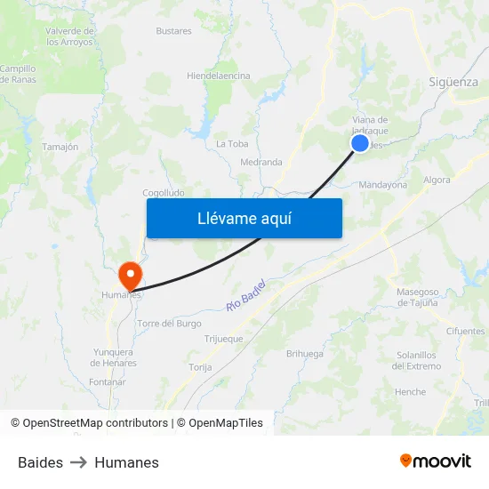 Baides to Humanes map