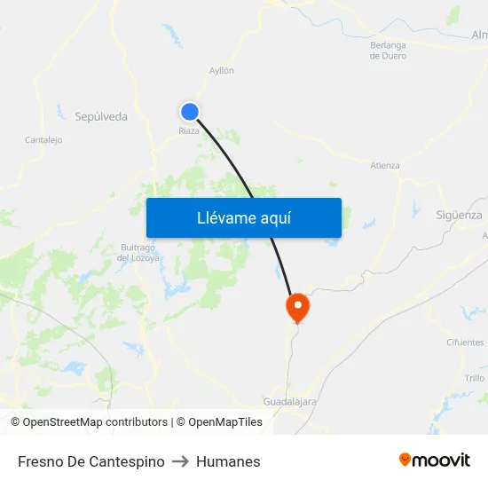 Fresno De Cantespino to Humanes map