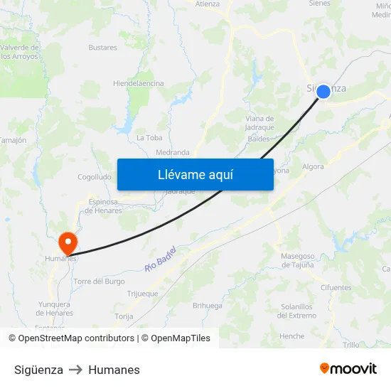 Sigüenza to Humanes map