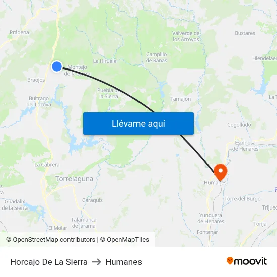 Horcajo De La Sierra to Humanes map