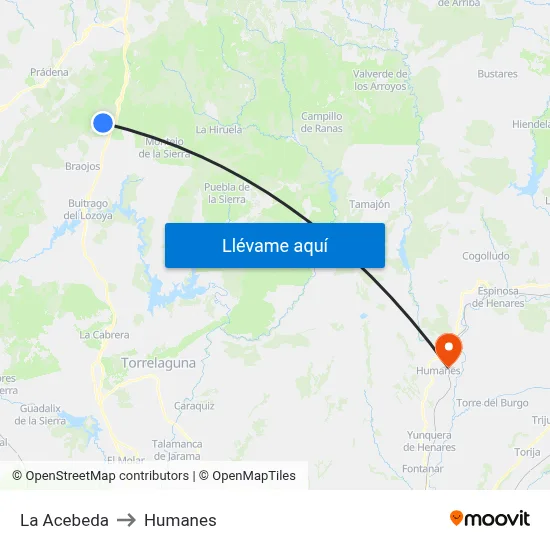 La Acebeda to Humanes map