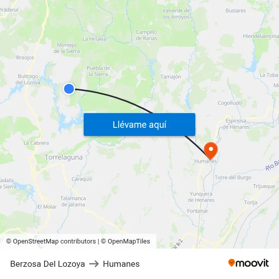 Berzosa Del Lozoya to Humanes map