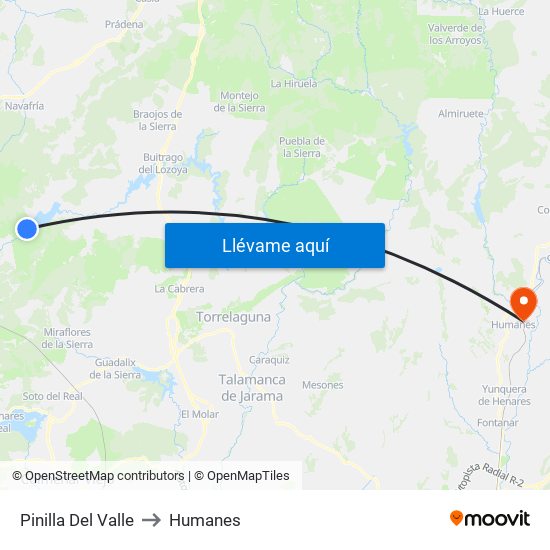 Pinilla Del Valle to Humanes map