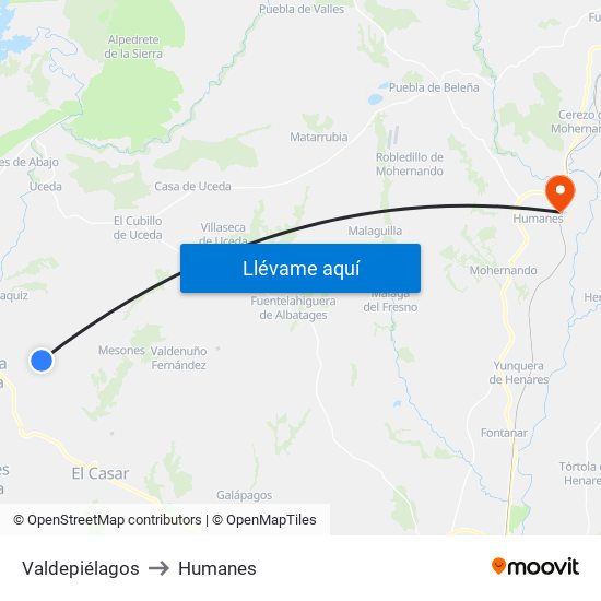 Valdepiélagos to Humanes map