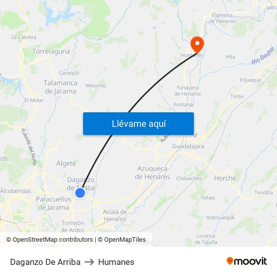 Daganzo De Arriba to Humanes map