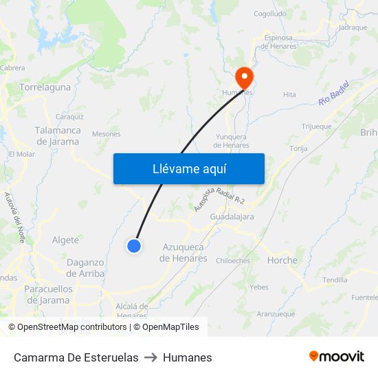 Camarma De Esteruelas to Humanes map