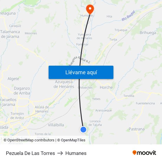 Pezuela De Las Torres to Humanes map