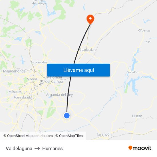 Valdelaguna to Humanes map