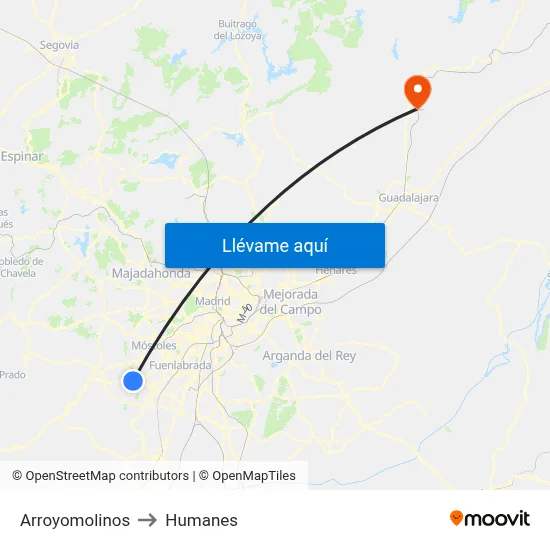 Arroyomolinos to Humanes map