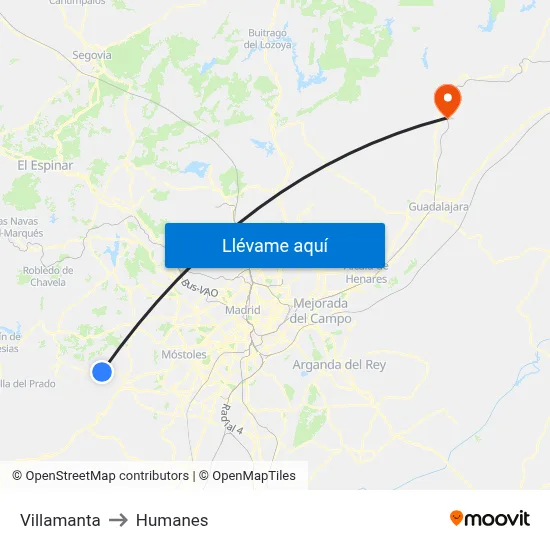 Villamanta to Humanes map