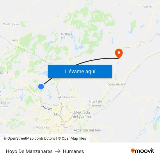 Hoyo De Manzanares to Humanes map