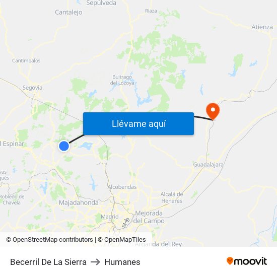 Becerril De La Sierra to Humanes map