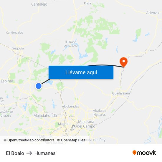 El Boalo to Humanes map