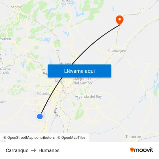 Carranque to Humanes map