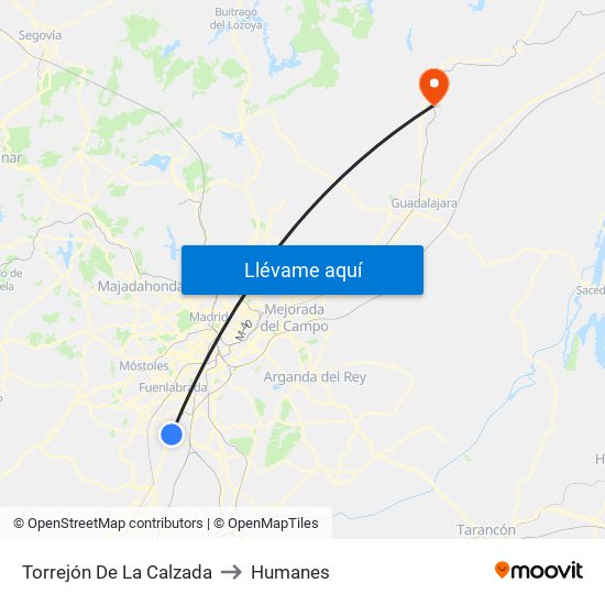 Torrejón De La Calzada to Humanes map