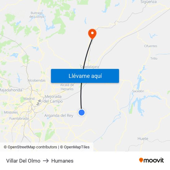 Villar Del Olmo to Humanes map