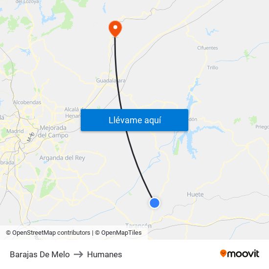 Barajas De Melo to Humanes map