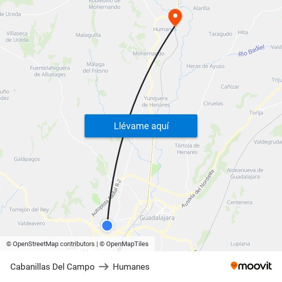Cabanillas Del Campo to Humanes map