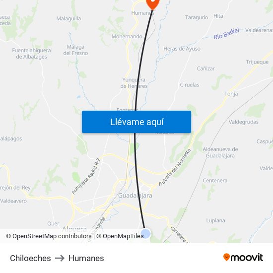 Chiloeches to Humanes map