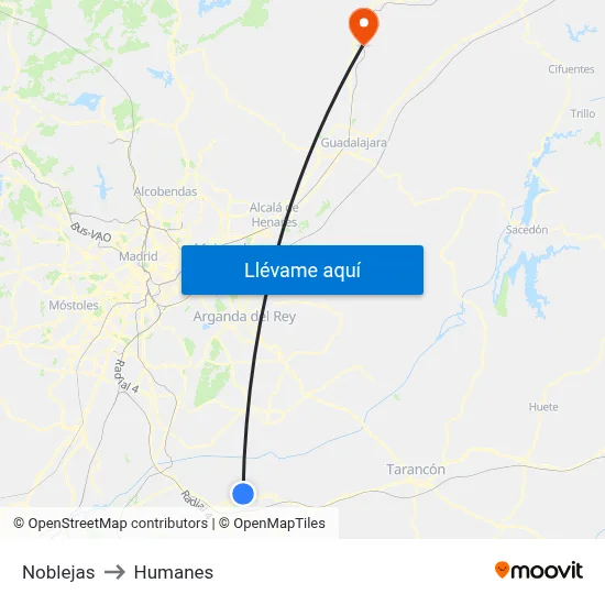 Noblejas to Humanes map