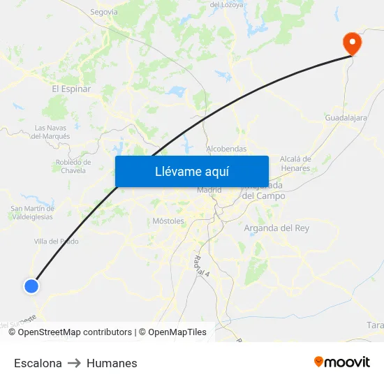 Escalona to Humanes map
