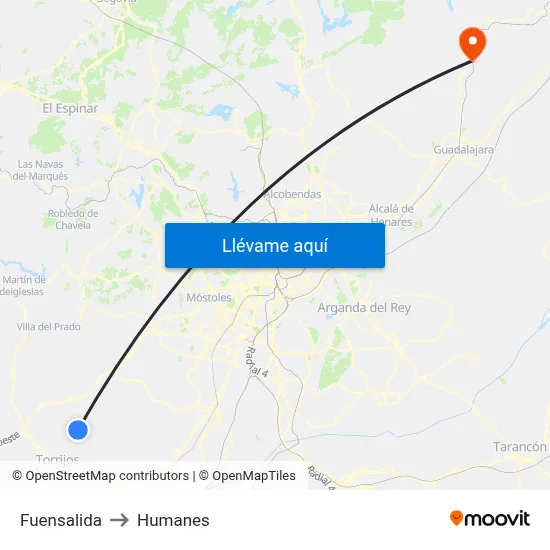 Fuensalida to Humanes map