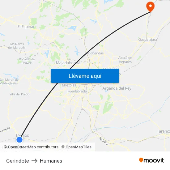 Gerindote to Humanes map