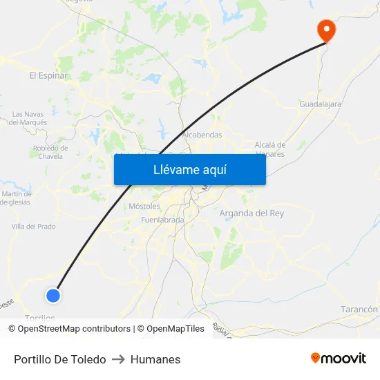 Portillo De Toledo to Humanes map