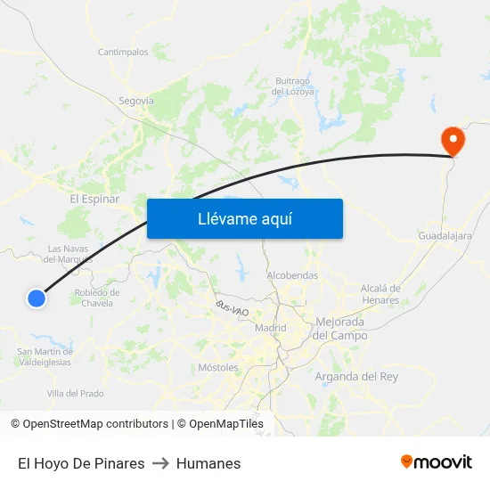 El Hoyo De Pinares to Humanes map