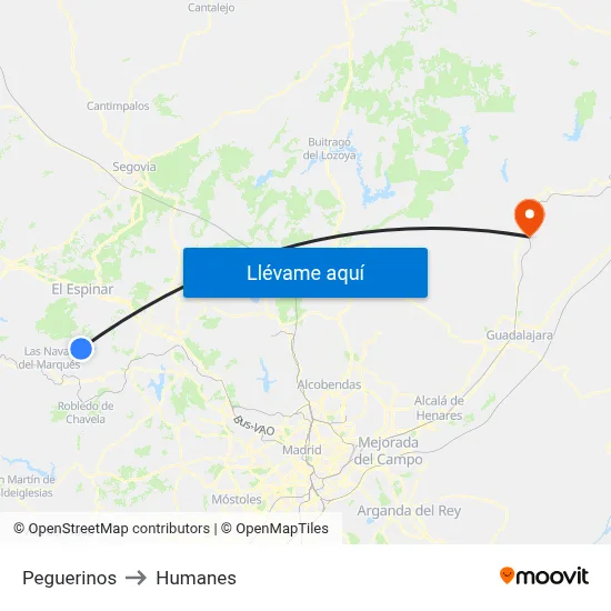 Peguerinos to Humanes map