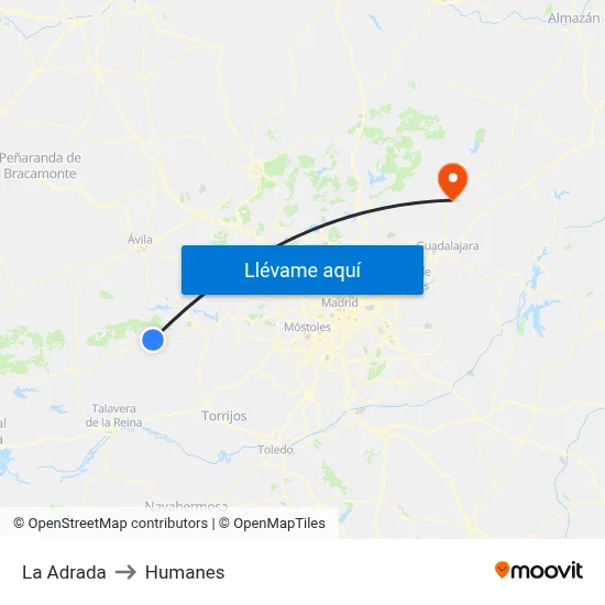 La Adrada to Humanes map