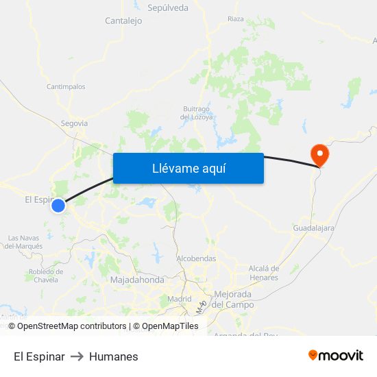 El Espinar to Humanes map