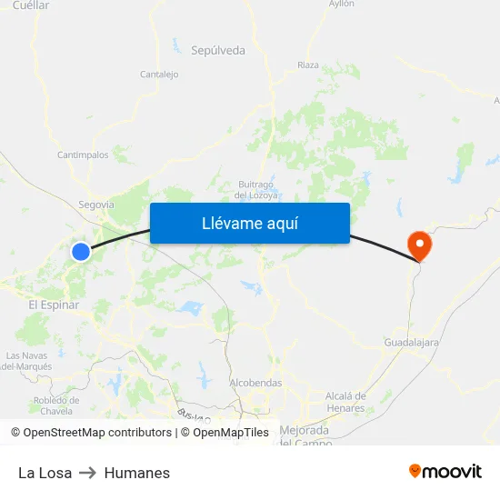 La Losa to Humanes map