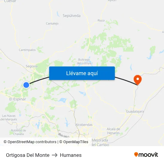 Ortigosa Del Monte to Humanes map