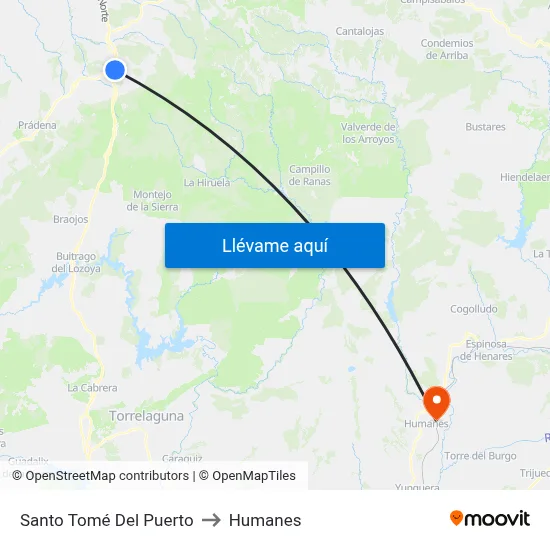 Santo Tomé Del Puerto to Humanes map