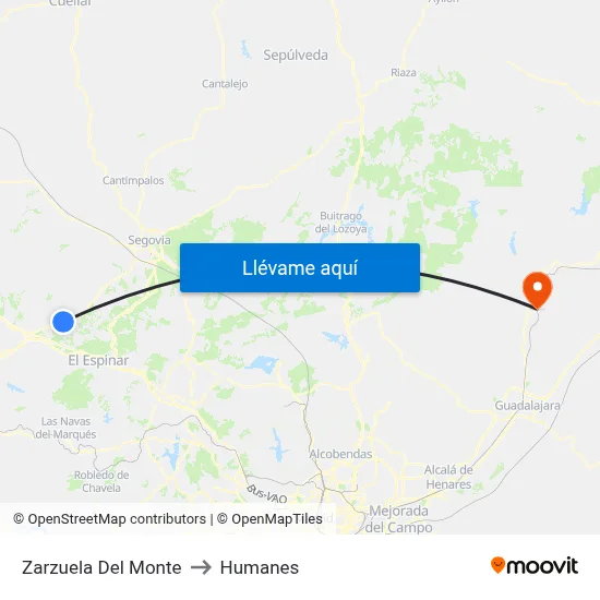 Zarzuela Del Monte to Humanes map