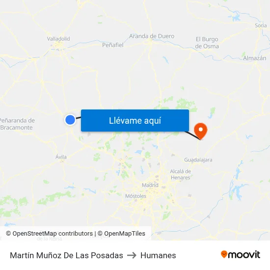 Martín Muñoz De Las Posadas to Humanes map