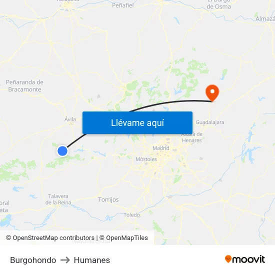 Burgohondo to Humanes map