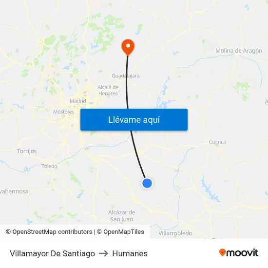 Villamayor De Santiago to Humanes map