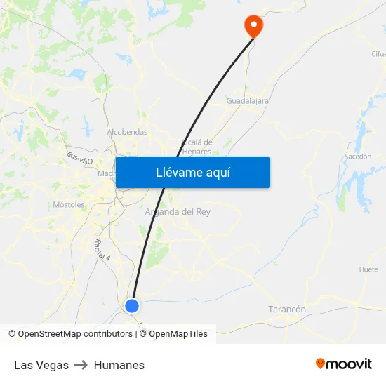 Las Vegas to Humanes map