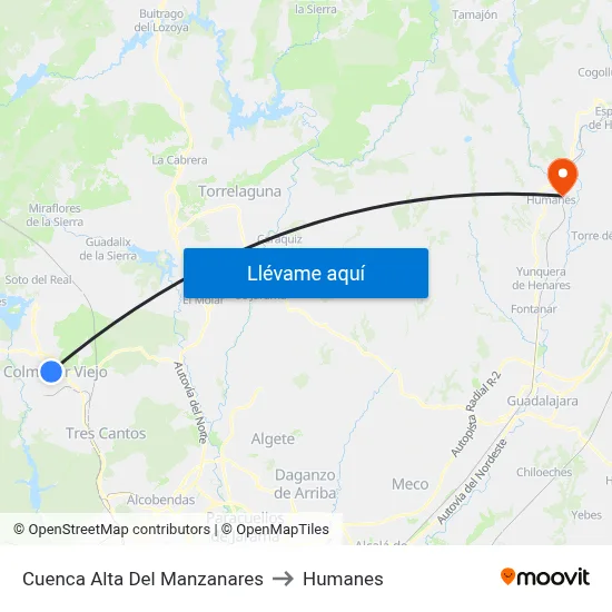 Cuenca Alta Del Manzanares to Humanes map