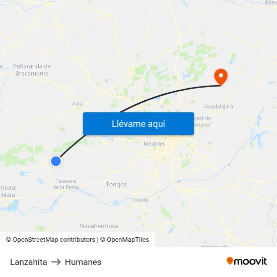 Lanzahíta to Humanes map