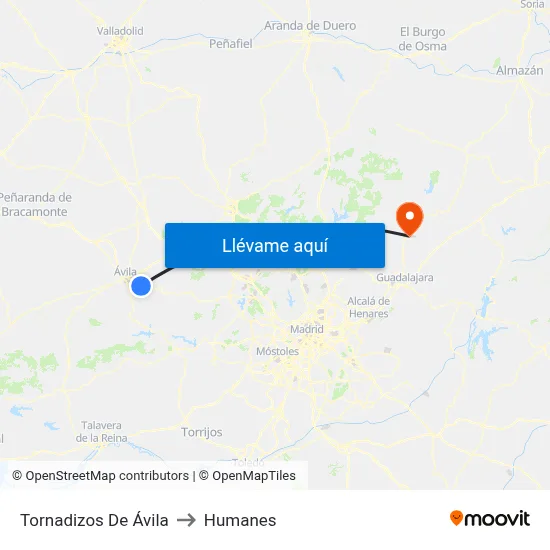 Tornadizos De Ávila to Humanes map