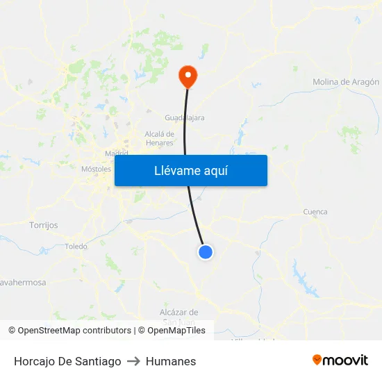 Horcajo De Santiago to Humanes map