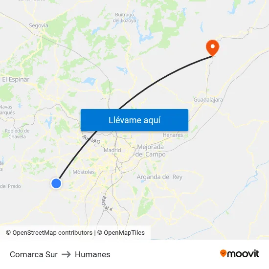 Comarca Sur to Humanes map