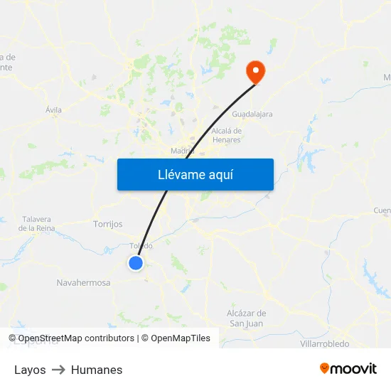 Layos to Humanes map